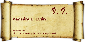 Varsányi Iván névjegykártya